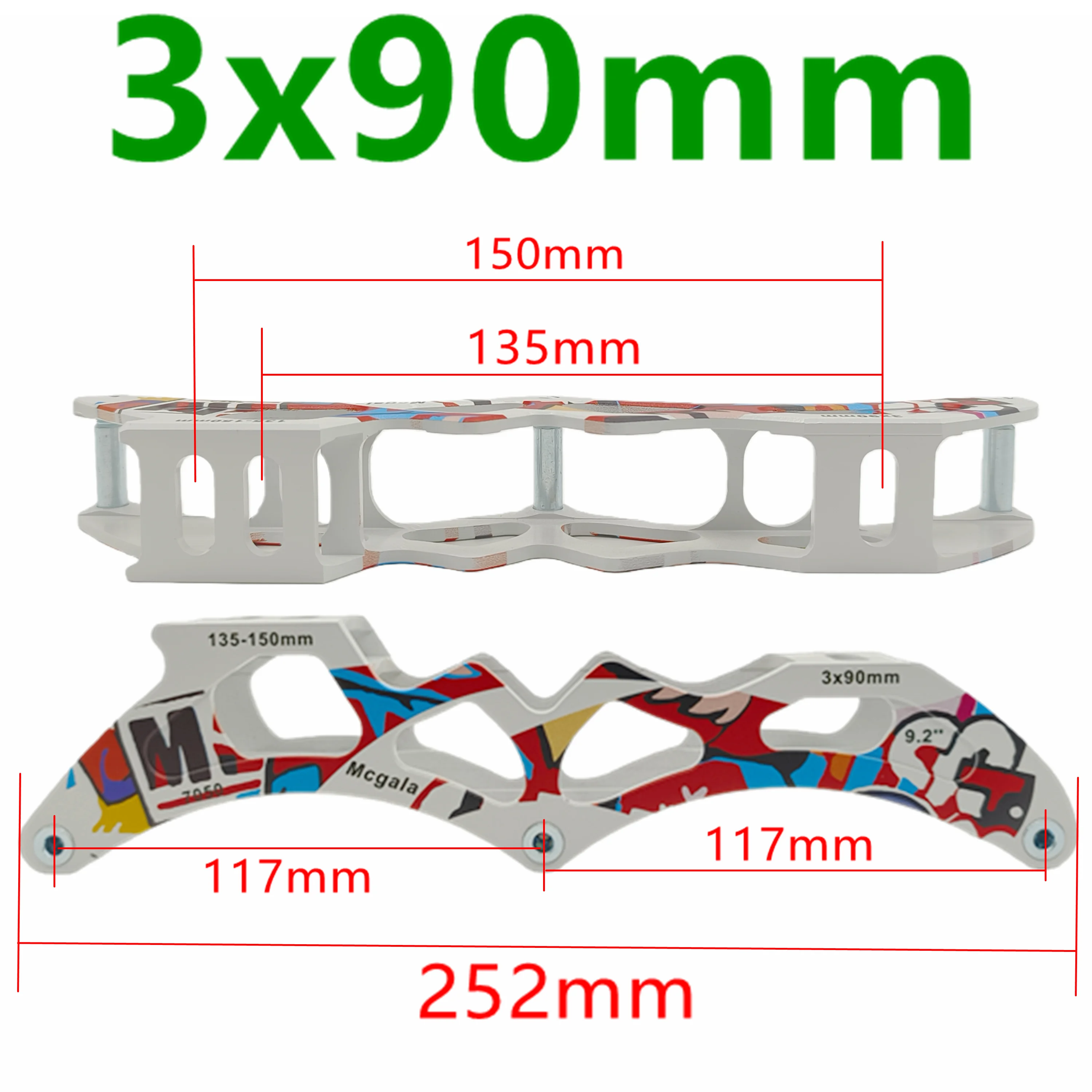 Фото Крепление для роликовых коньков Speed Frame, 3x90 мм, колесо 90x24 мм, 85A, белое №2