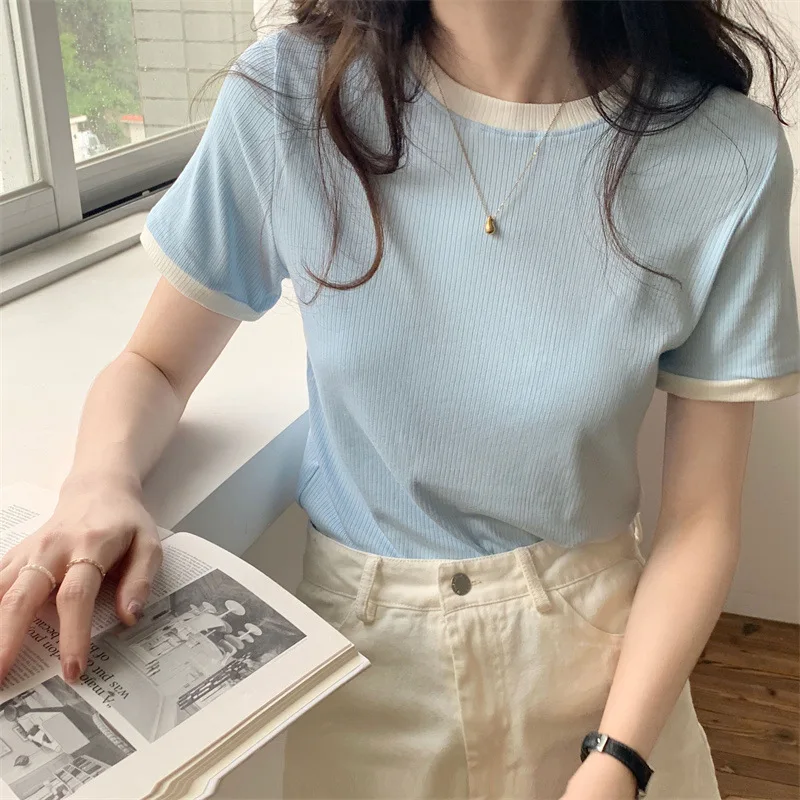 

2023 Summer Korean Fashion T-shirts Casual Tops Clothes For Women Short Sleeve Tees Streetwear T Shirt Camiseta Ropa Para Mujer