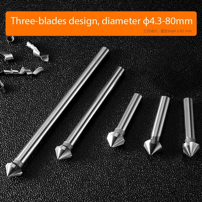 Зенкер CHTOOLS из быстрорежущей стали с цилиндрическим хвостовиком три режущих