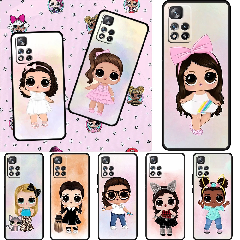 

Gift LOL Surprise Doll Art For Xiaomi Redmi Note 11 10 11T 10S 9 9S 8 7 5G 4G Silicone Soft TPU Black Phone Case Coque Cover