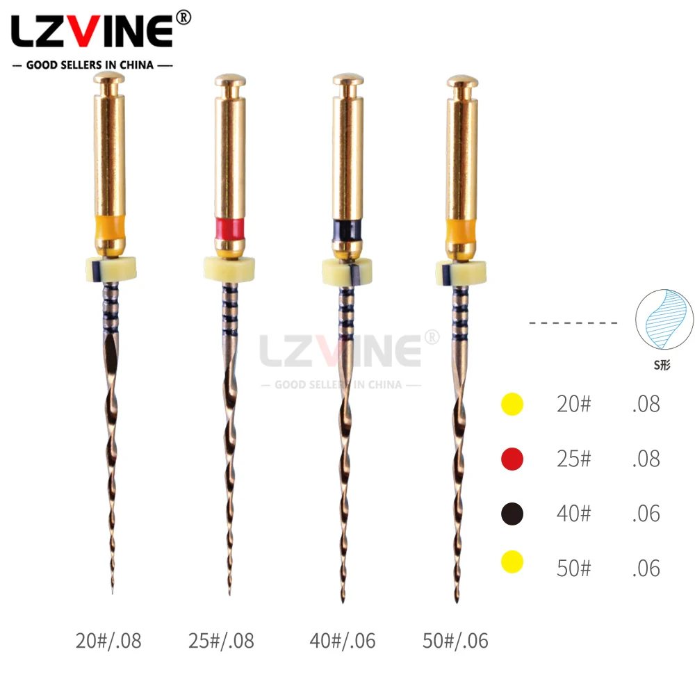 6 шт./кор. NITI стоматологические возвратно-поступательные золотые тепловые файлы 25