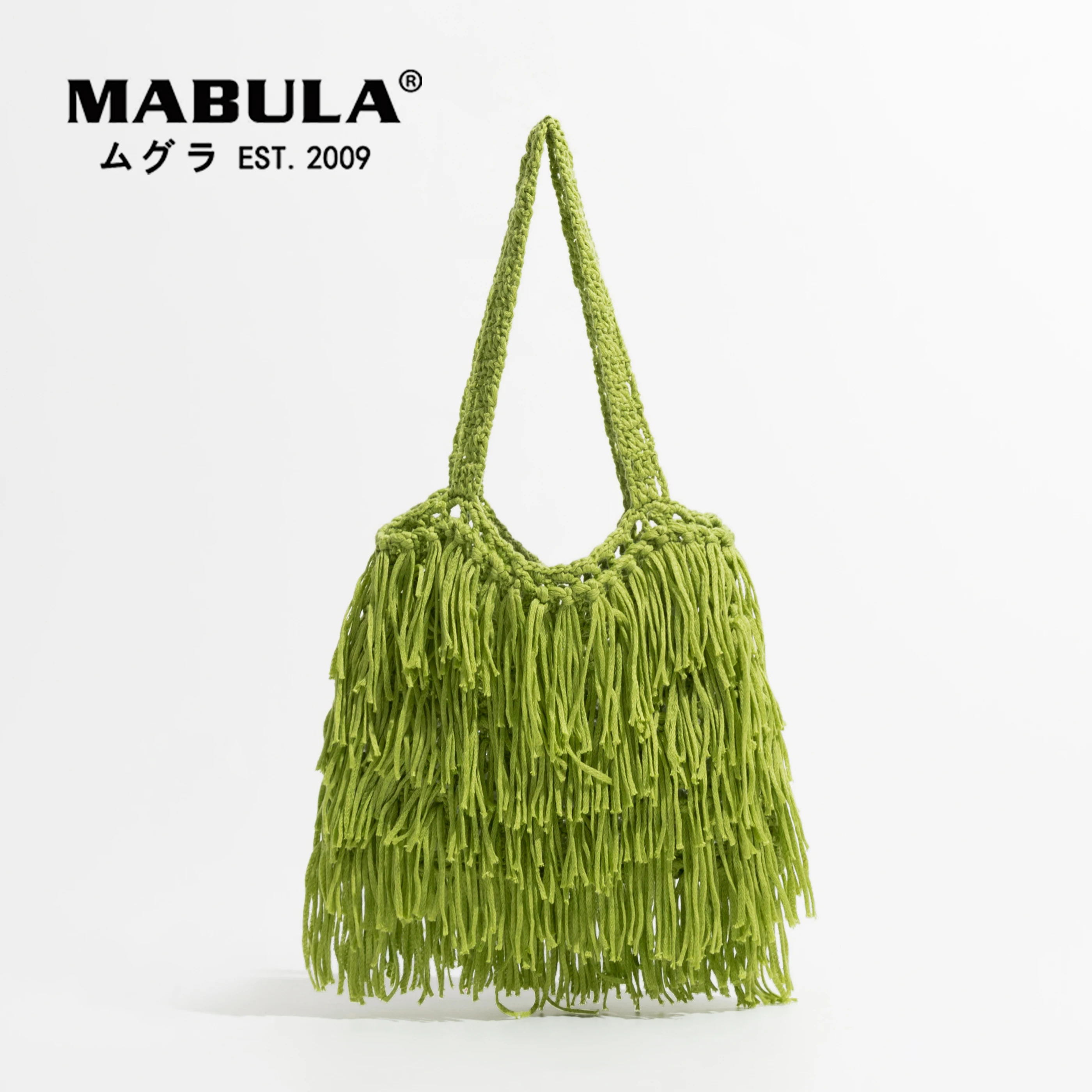

MABULA Eco Friendly Cotton Crochet Tassel Shoulder Purse Handwoven 2022 Summer Beach Tote Handbags Fashion Brand Women Hobo Bag