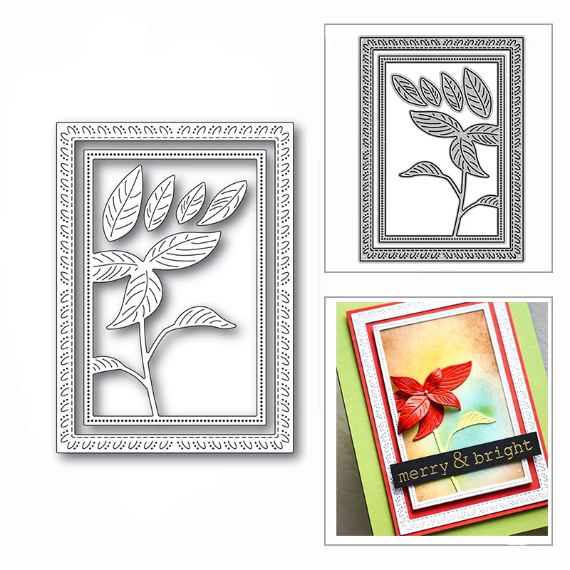 

New 2022 DIY Rectangle Planting Leaves Craft Metal Cutting Dies for Scrapbooking and Card Making Decorative Embossing No Stamps