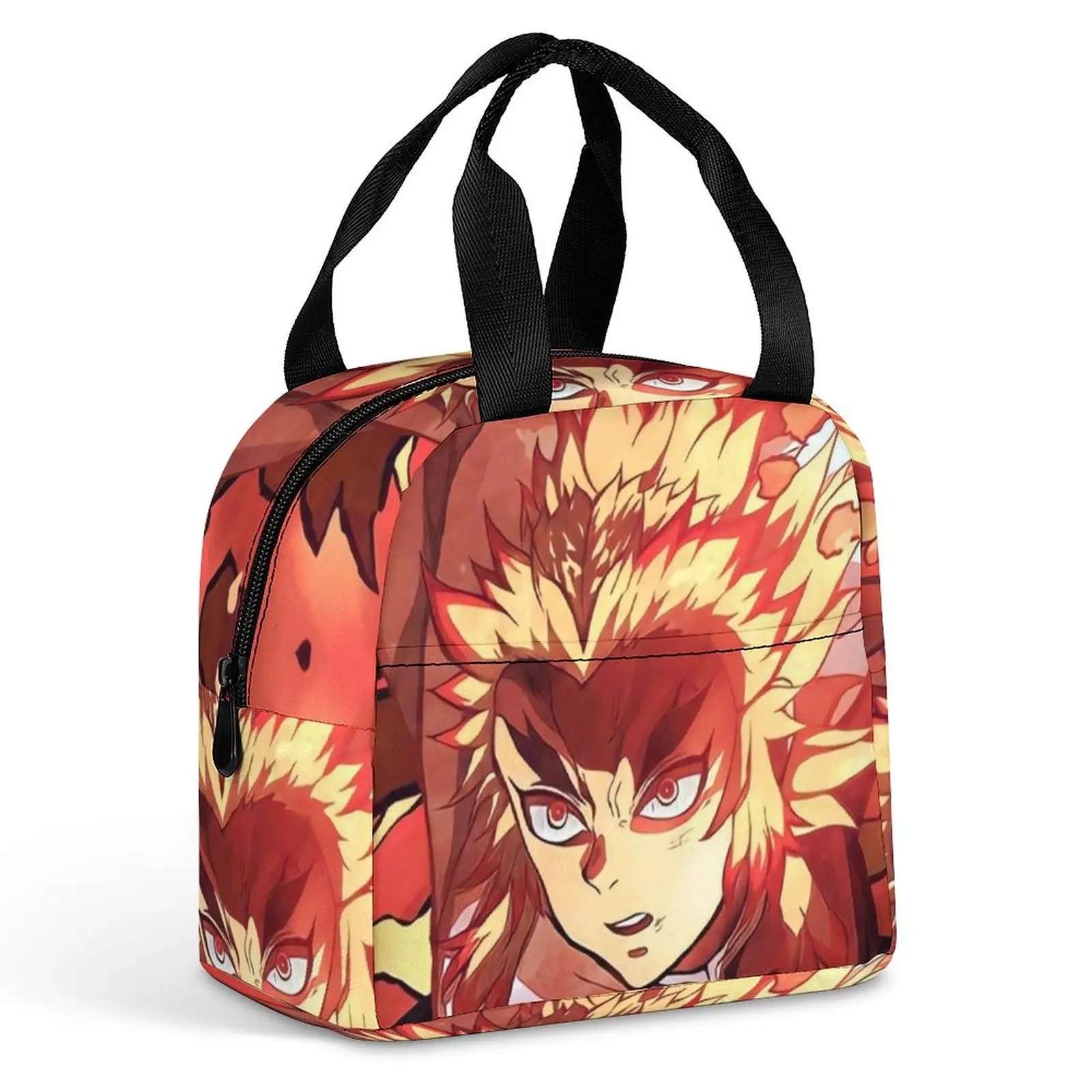 

Demon Slayer Lunch Bag Rengoku Kyojuro Anime Picnic Lunch Box For Women Kawaii Print Tote Food Bags Oxford Convenient Cooler Bag