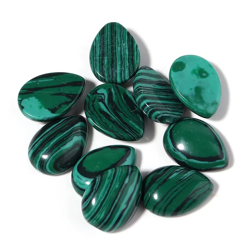 

10pcs Natural Malachite Stone Drop Shape Flatback Cabochon For Jewelry Making Ring Earring Necklace DIY Accessories