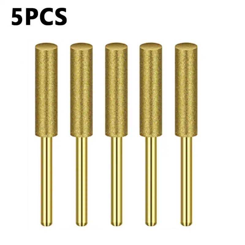 

5pcs Diamond Sharpener Coated Cylindrical Burr 4mm Chainsaw Sharpener 4/4.8/5.5mm Stone File Chain Saw Sharpening Carving Grind