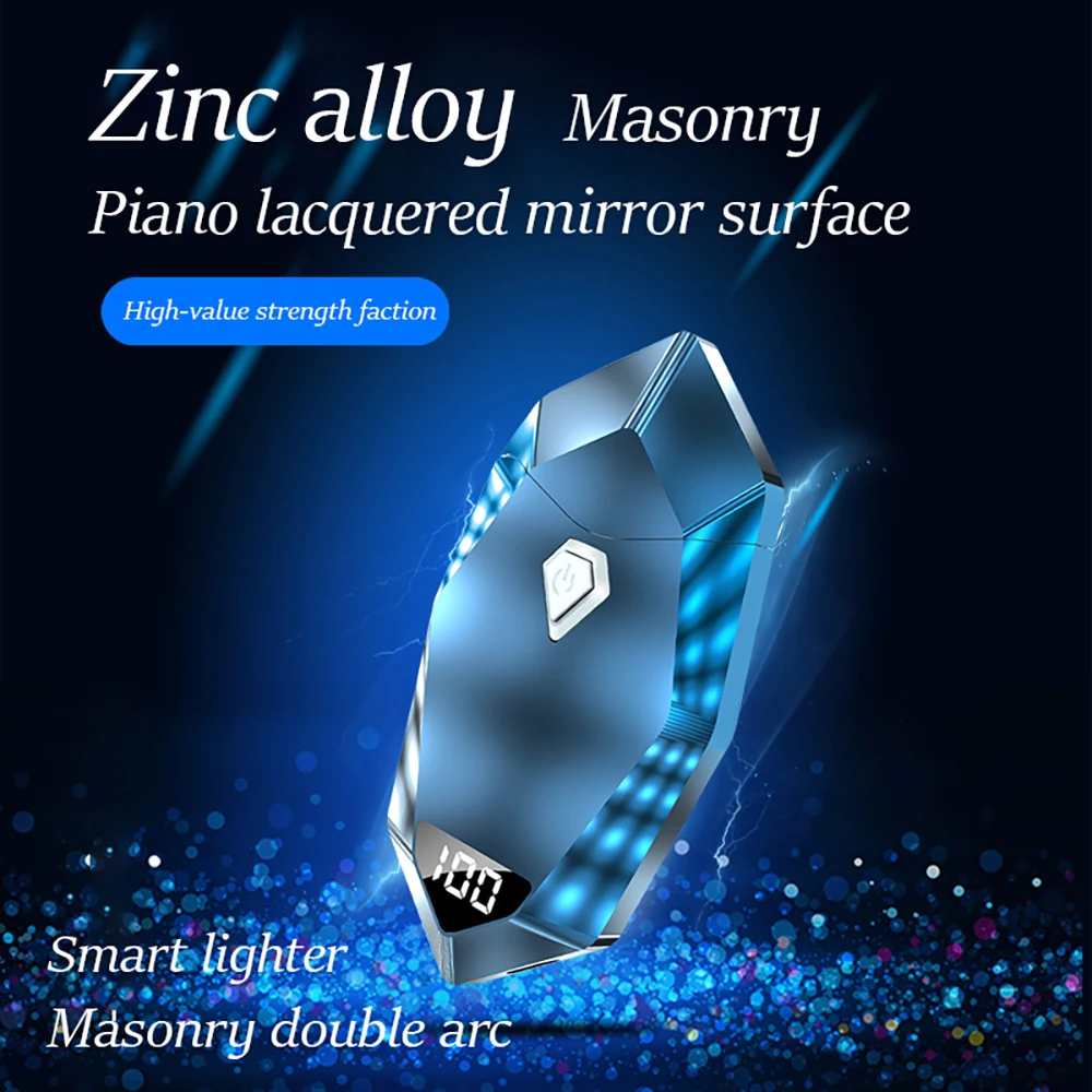 

Cool Brand New Diamond Lighter USB Recharging Dual Arc Cigarette Lighters Windproof Cool Laser Lettering Gifts for Boyfriend