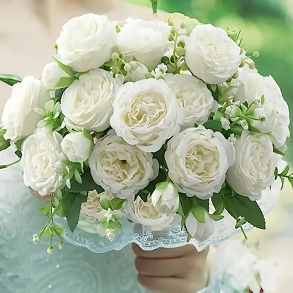 Искусственный Шелк Цветок Пиона 1 Шт. Домашняя Настольная Ваза Рождественский