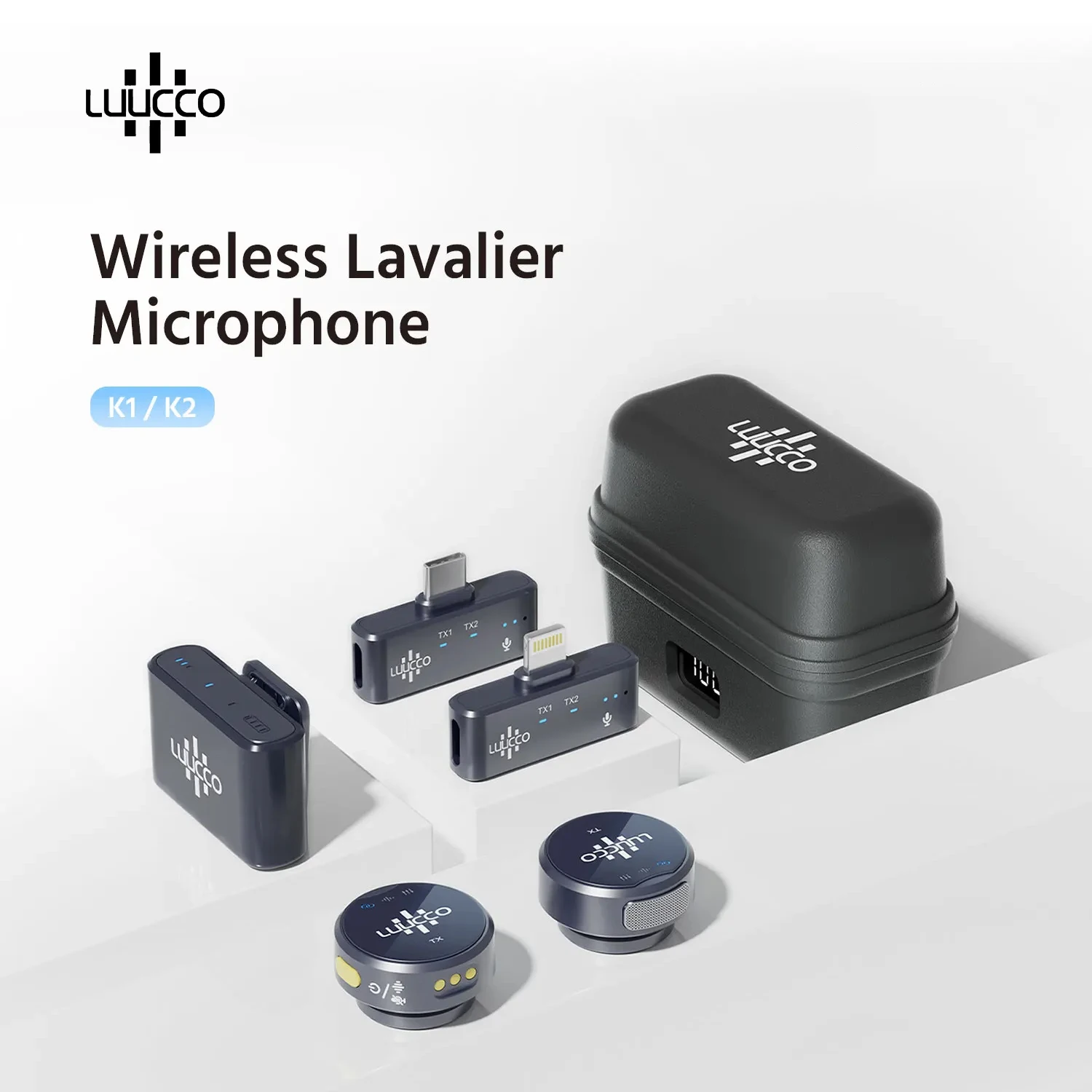 Беспроводной петличный микрофон LUUCCO для iPhone iPad Android с зарядным чехлом