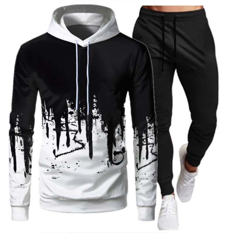 2023 Men Fashion Hoodies Sets Two Pieces Sweatshirts + Sweatpants Sports Clothing Male Loose Breathable Female Sportwear