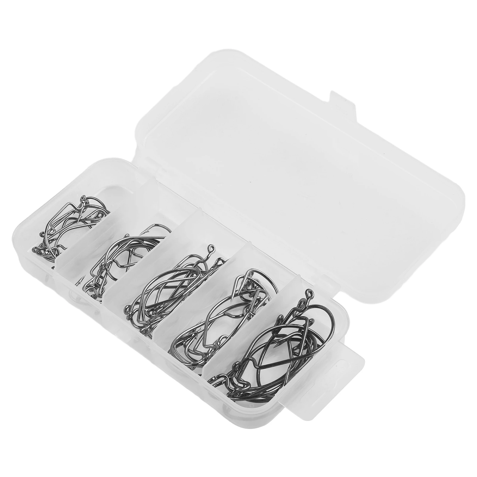 

50pcs Fishhook Wide Crank Hook Set For Soft Worm Lure Barbed Model 2/1 1/0 2/0 3/0 High Carbon Steel Fishing Accessories