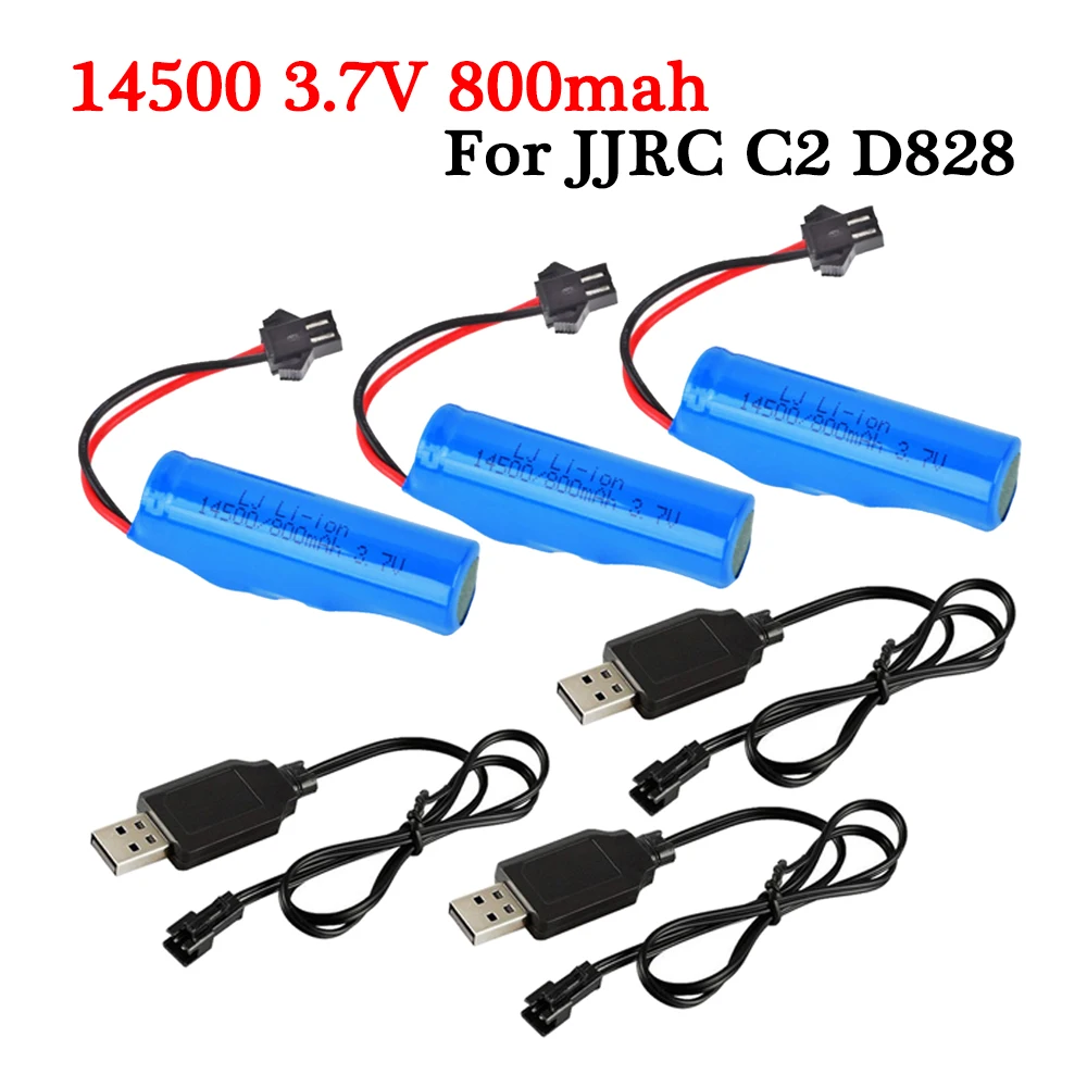 

For JJRC C2 D828 RC Car Parts 14500 SM-2P 3.7v 800mah Li-ion Battery Rechargeable For RC Stunt Dump Car Battery Toys Accessories