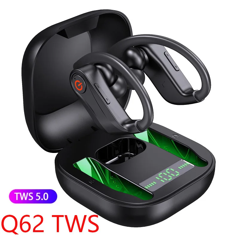 Беспроводные наушники HIFI Sound Bluetooth наушники с шумоподавлением Спортивная гарнитура IPX7 водонепроницаемые наушники с двойным микрофоном Q62 TWS