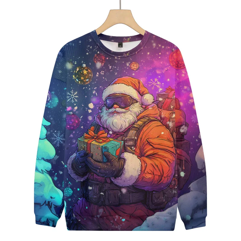 Canta Claus Ugly Christmas Sweater For Men 3d Printed Xmas Snowman Pullovers New Year Gift Crew Neck Sweatshirt Children Tops
