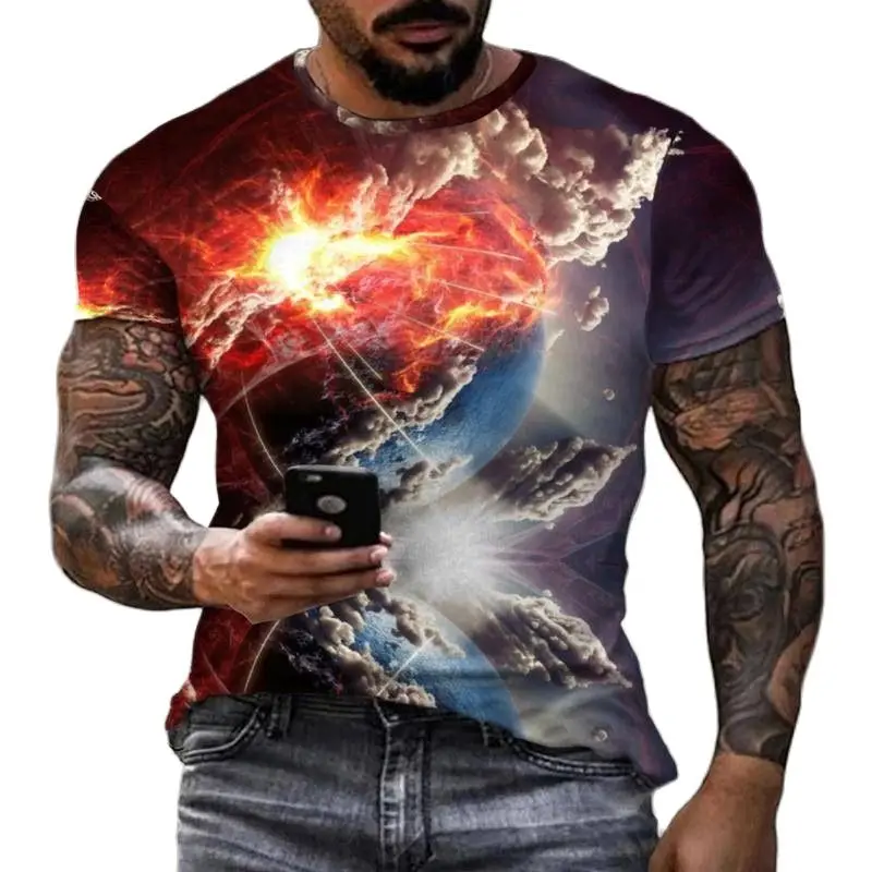 

Vintage T Shirts For Men 3D Printed Starry Sky Short Sleeve Tops Oversized Tees Hip Hop O-neck T-shirts Mens Clothing Camiseta