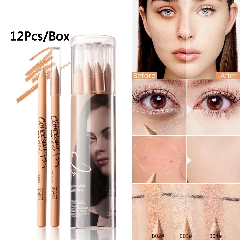 

12pcs Waterproof Foundation Concealer Blemish Dark Circle Hide Face Eye Pen Pencil Stick Contouring Makeup