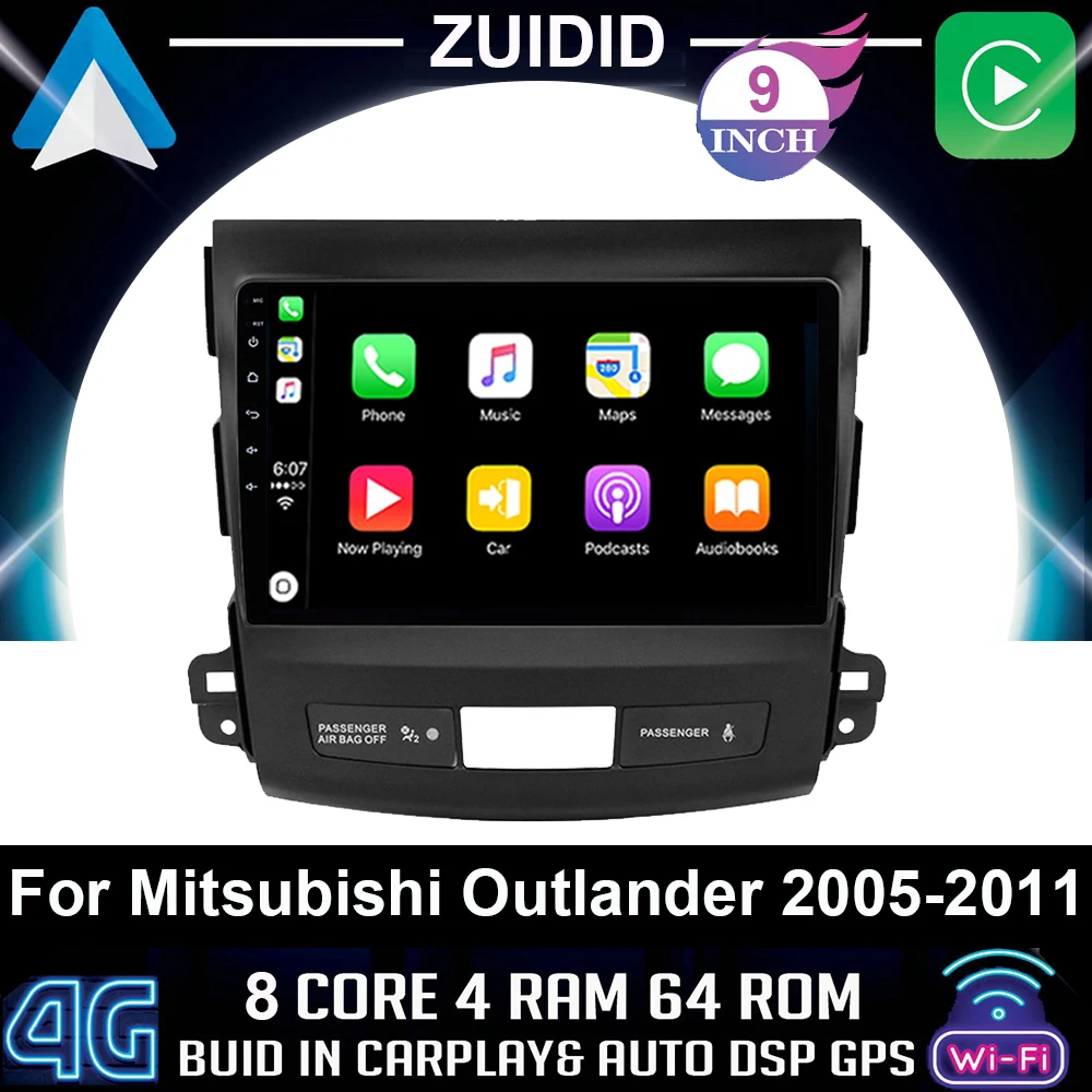 Автомагнитола для Mitsubishi Outlander xl 2 2005-2011 Peugeot 4007 мультимедийный видеоплеер с GPS 2din