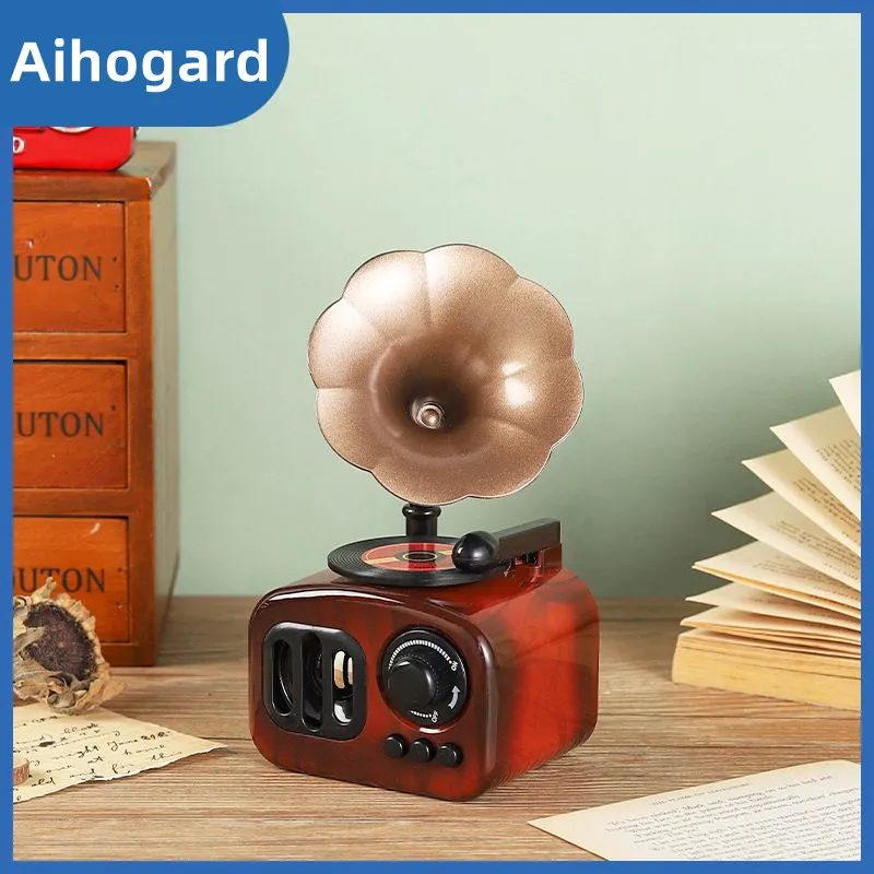 

Retro Phonograph Music Box Classical Speaker Creative Home Decoration Home Classic Ornament Kids Toy Mini MusicBox Crafts Gift