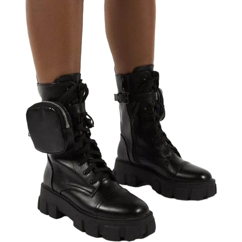 2022 Ladies Autumn Winter Sale Punk Platform High Wedges Heels Black British Style Boots Women Fashion Martin Boots Big Size 43