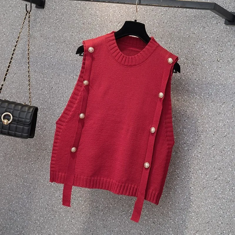 Женский трикотажный свитер без рукавов свободный Облегающий топ на весну и осень