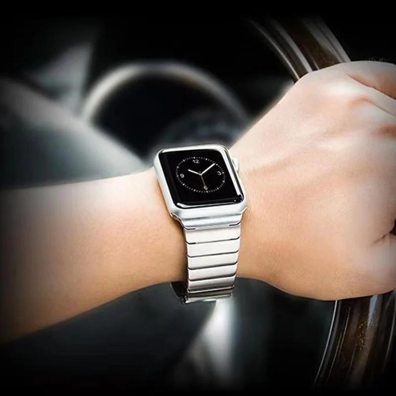 Stainless Steel Strap+silicone Case for Apple Watch Band 45mm 41mm 44mm 40mm 38mm 42mm Bumper Frame Cover Iwatch Series 5 SE 6 7