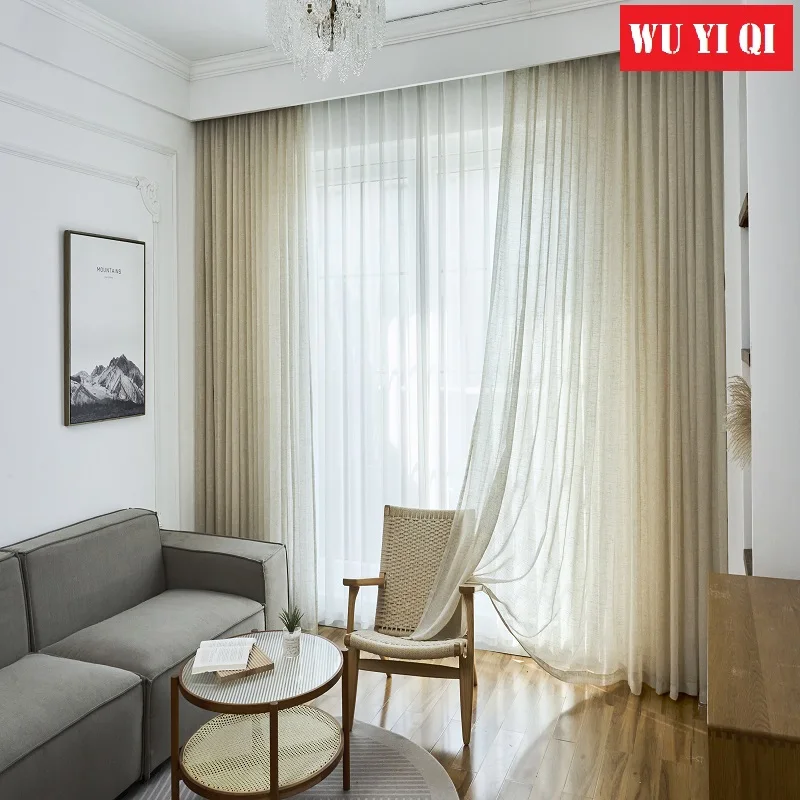 Японские льняные цветные прозрачные шторы для гостиной полузатемненные кухни