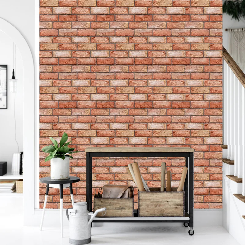 

3D Peel and Paste Heat Resistant Vinyl Waterproof Wallpaper 3D Wall Sticker Self Adhesive Wallpaper Brick Pattern Ideas