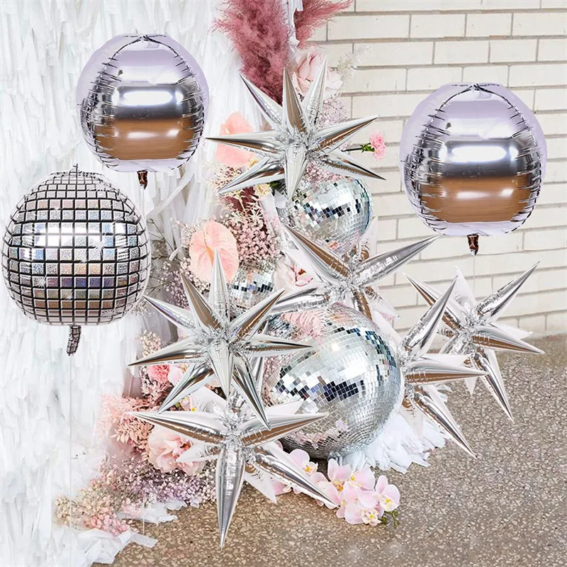 

1Pcs 22 Inch 4D Disco Foil Balloons Laser For Wedding Baby Shower children's Happy Birthday Popular Party Decoration Supplies