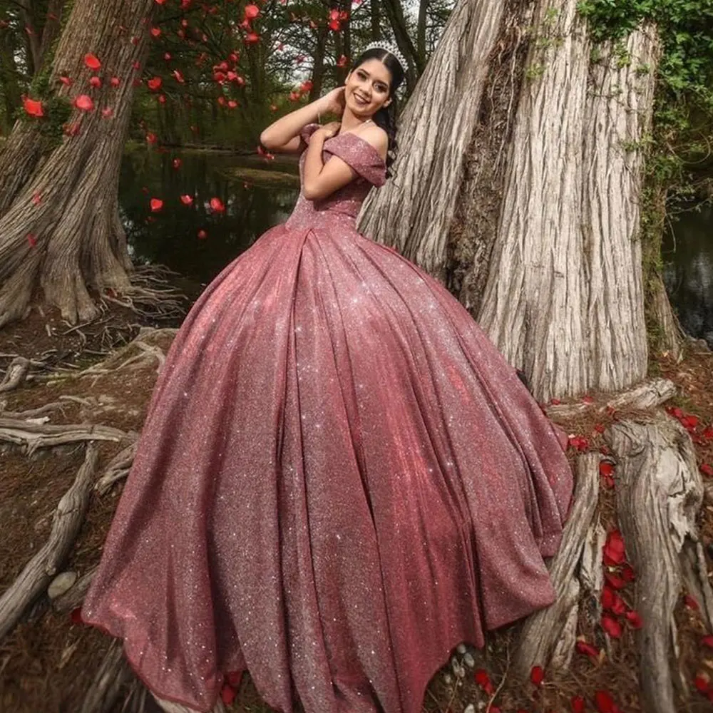 

Dusty Pink Princess Ball Gown Quinceanera Dresses Simple Design Sweet 16 15 Birthday Dress Vestido De 15 Anos Pageant