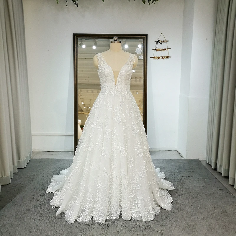 Женское свадебное платье с V-образным вырезом без рукавов