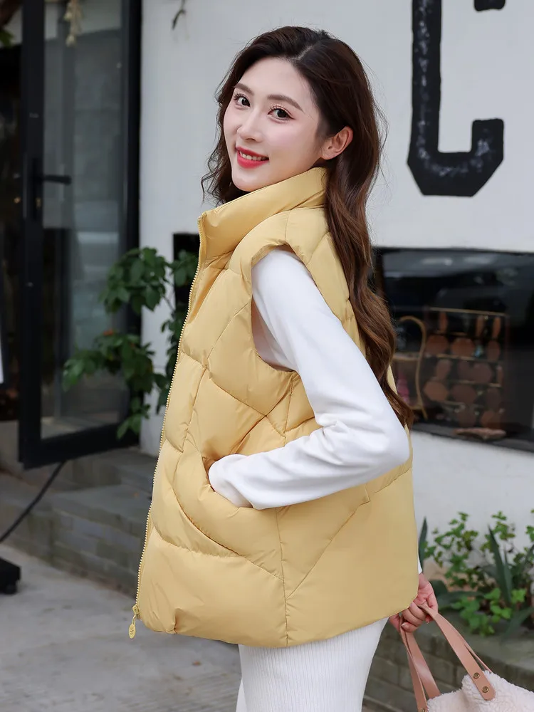 down Cotton-padded Vest Women Korean Fashion Outer Wear 2024 New Autumn and Winter Slim fit Versatile Short Waistcoat Outerwe...