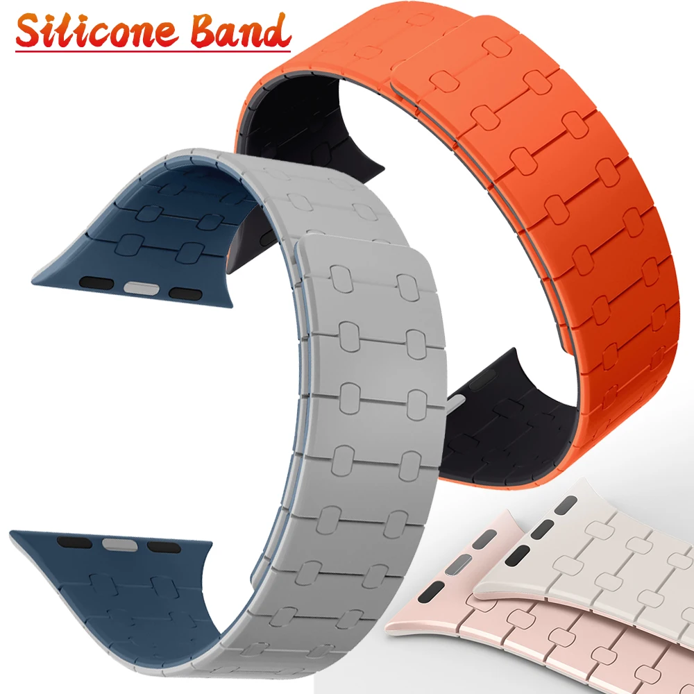 

Magnetic Loop Strap For Apple watch band Ultra 2 49mm 45mm 41mm 44mm 40mm 42mm Silicone Bracelet For iWatch UItra 9 8 7 6 5 4 SE