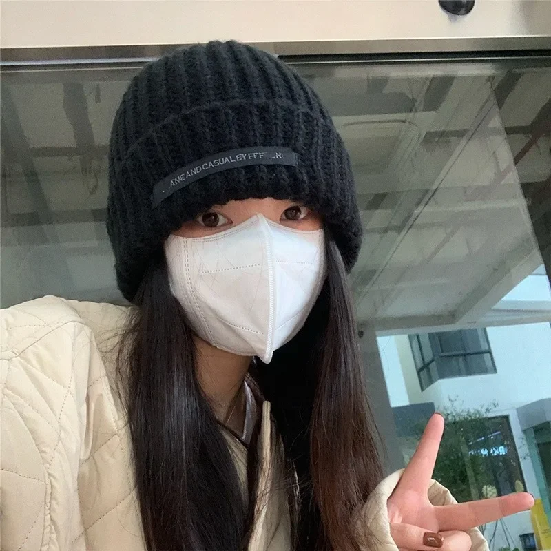 Вязаная шапка для пар в японском стиле мужчин и женщин теплая свободная посадка