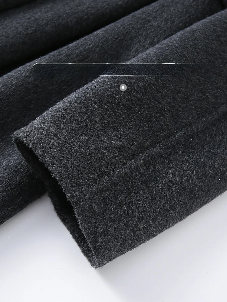 0% кашемир ~ двусторонний дафлкот с зеленым воротником и длинным поясом