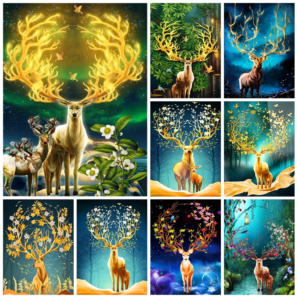 

Алмазная живопись Стразы 5D «сделай сам» с изображением животных и оленей, Набор для вышивки крестиком, алмазная вышивка, строительный подар...