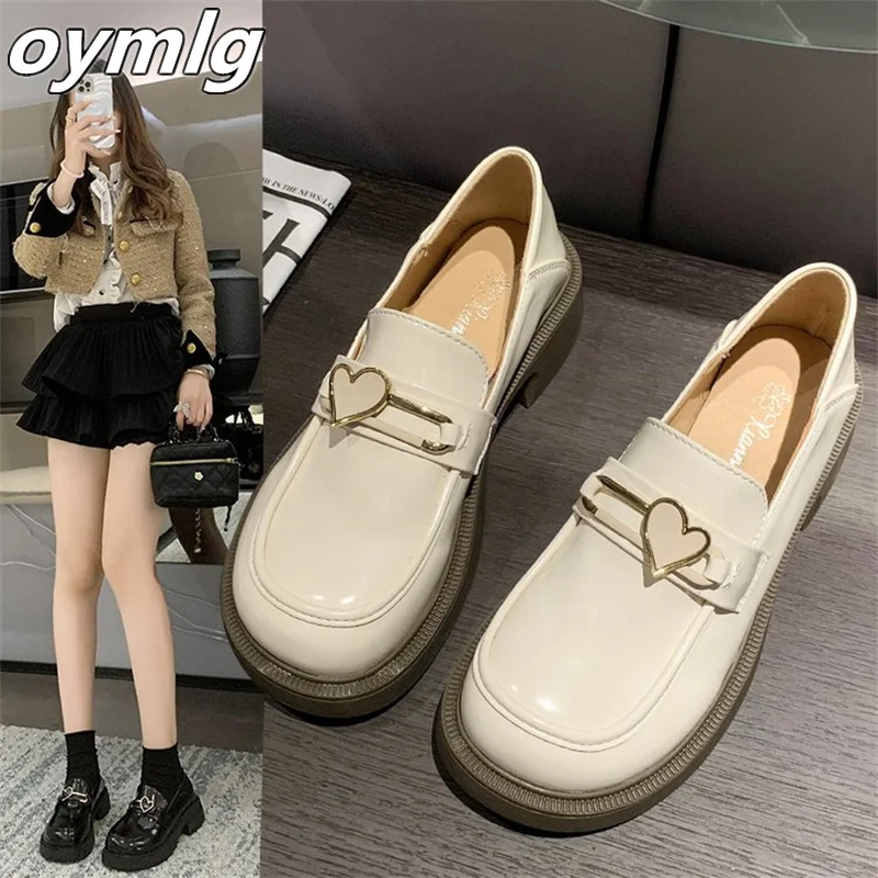 

Women's thick sole shoes, versatile small leather shoes, 2022 Spring and Autumn New Lefu shoes, single shoes