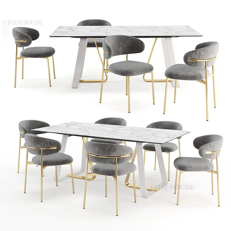 

Dining Chair Modern Minimalist Back Chair Furniture Wrought Iron Multi-colored Memory Foam Dining Chairs