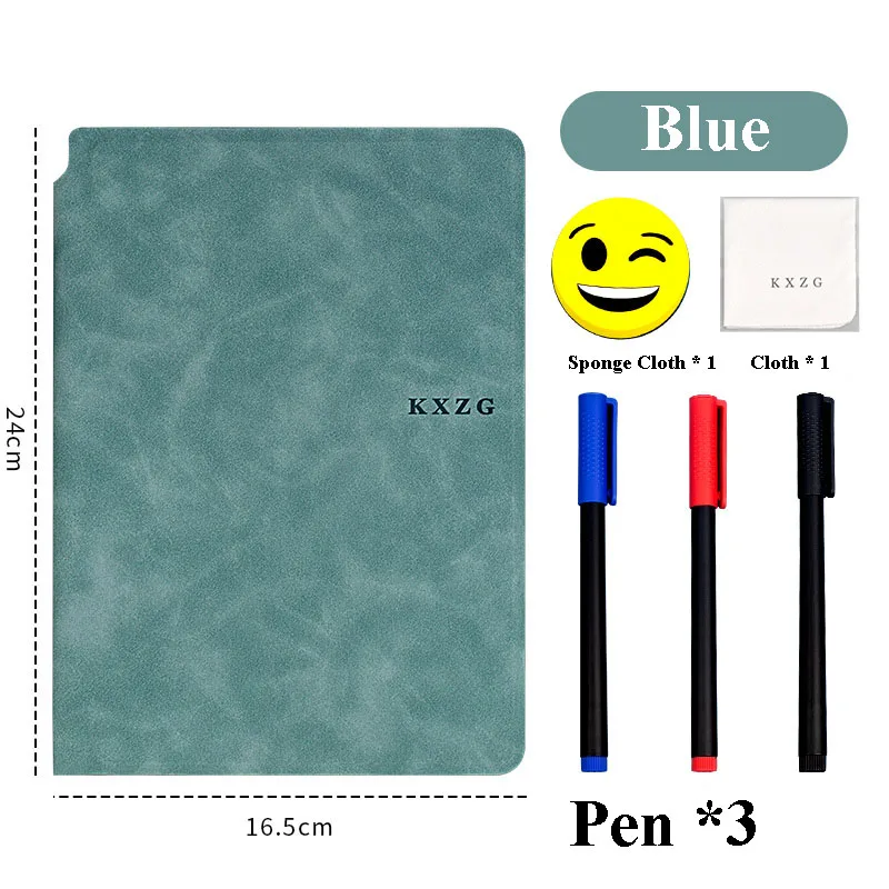 Erasable A5 Whiteboard Notebook Set PU Double-sided Student Whiteboard Leather Planning Board Office Memo Pad Cuaderno