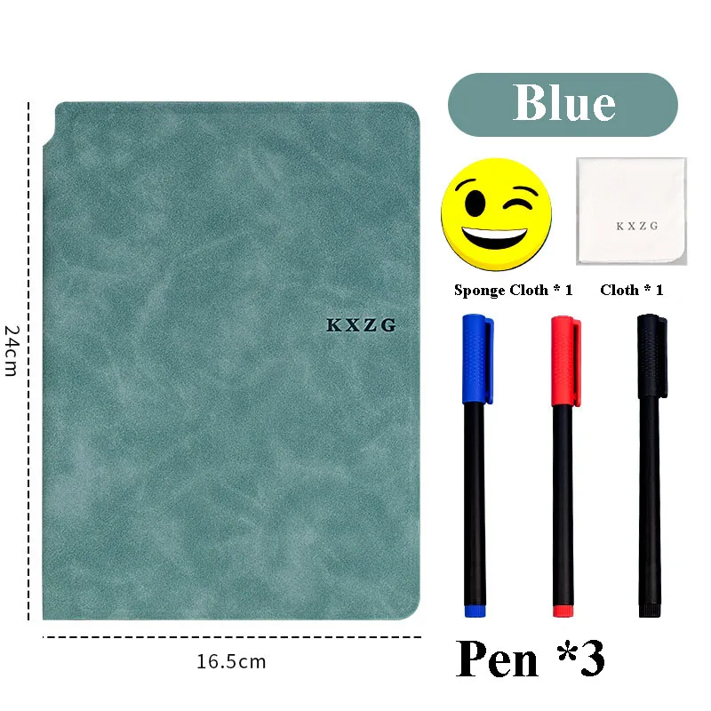 

Erasable A5 Whiteboard Notebook Set PU Double-sided Student Whiteboard Leather Planning Board Office Memo Pad Cuaderno