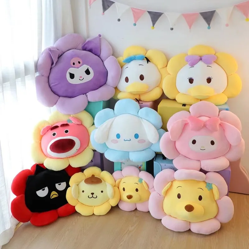 

Kawaii Sanrio Kuromi Melody Cinnamoroll Sun Flower Plush Dolls Stuffed Pillow New Sofa Carpet Cushion For Girl Living Room Gifts