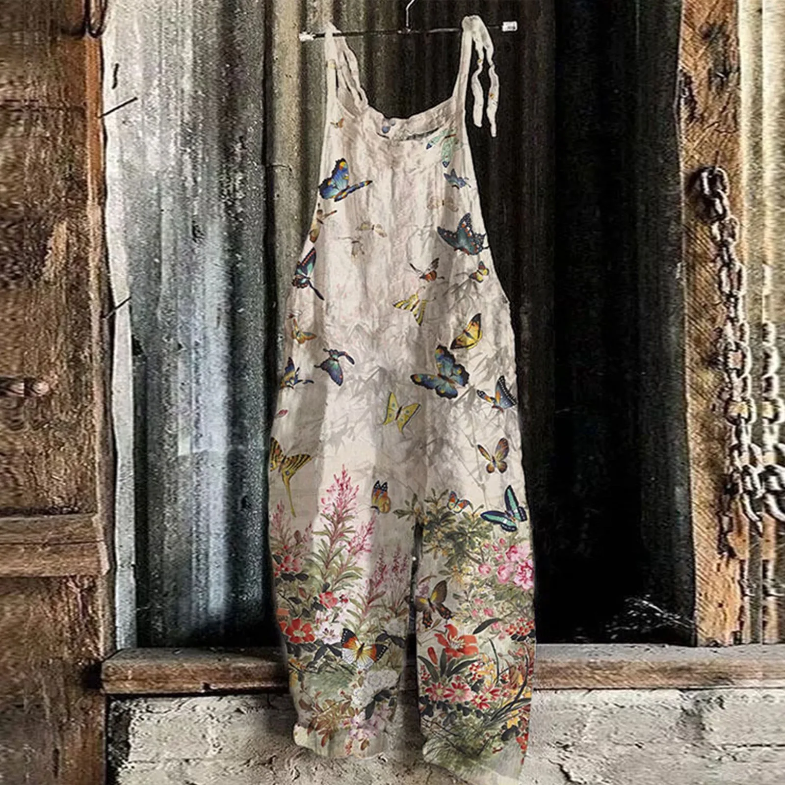 

2022 Summer Women Vintage Sleeveless Wide Leg Pants Jumpsuits Casual Pocket Simple Loose Ladies Bodysuit Streetwear Loungewear