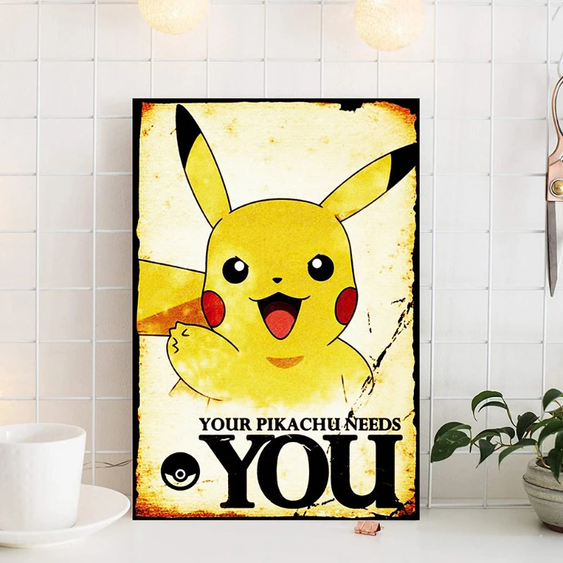 

Pokemon Anime Peripherals Ainme Figure Pikachu Poster Home Decor Cartoon Kawaii Paper Poster Wall Art Bedroom Decor for Kid Gift