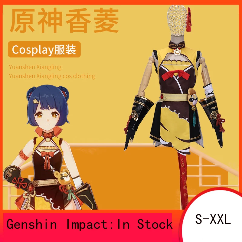 

In Stock Game Genshin Impact Xiangling Cosplay Costume Female Fashion Battle Uniforms Role Play Cute Women Combat Outfits S-XXL