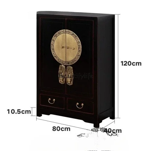 Новый китайский многослойный шкаф для обуви из цельного дерева старинная черная