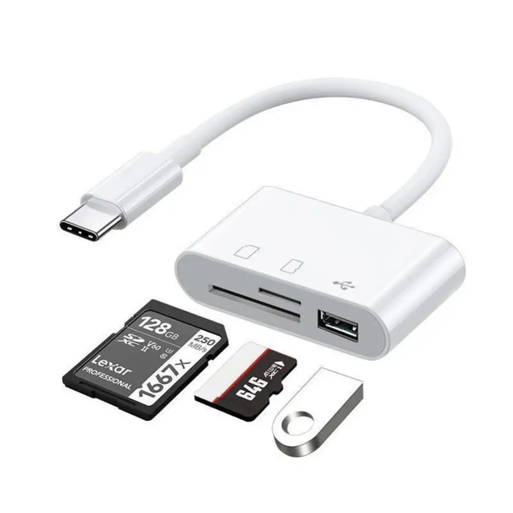 

Multi-function Usb Type-c Adapter Portable Three-in-one Card Reader Usb Type C Cardreader Tf Memory Card Reader Android