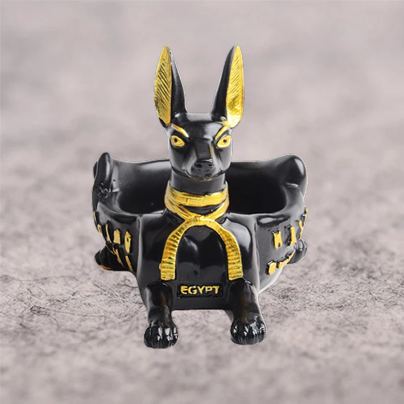Fortune Egyptian Dog Head Ashtray Ornaments Office Home Decoration Metal Figurines Gift