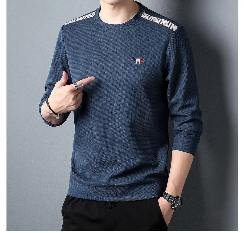 

Spring Summer Men Shirt Brand Tricolor Fox Embroidery Logo Appliqued Polo Shirt Fashion Casual Long Sleeve Tees Tops Men T Shirt