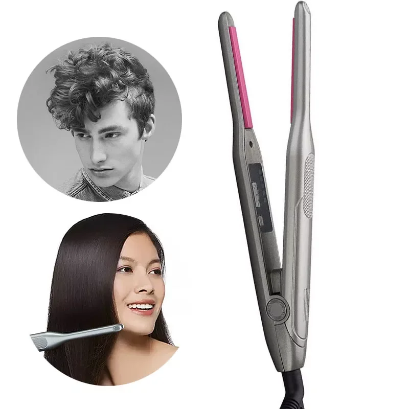 New in 2 in 1 Hair Straightener Curling Iron hair curler Flat Iron for Short Hair LED Hair Straightener Ceramic Beard free shipp