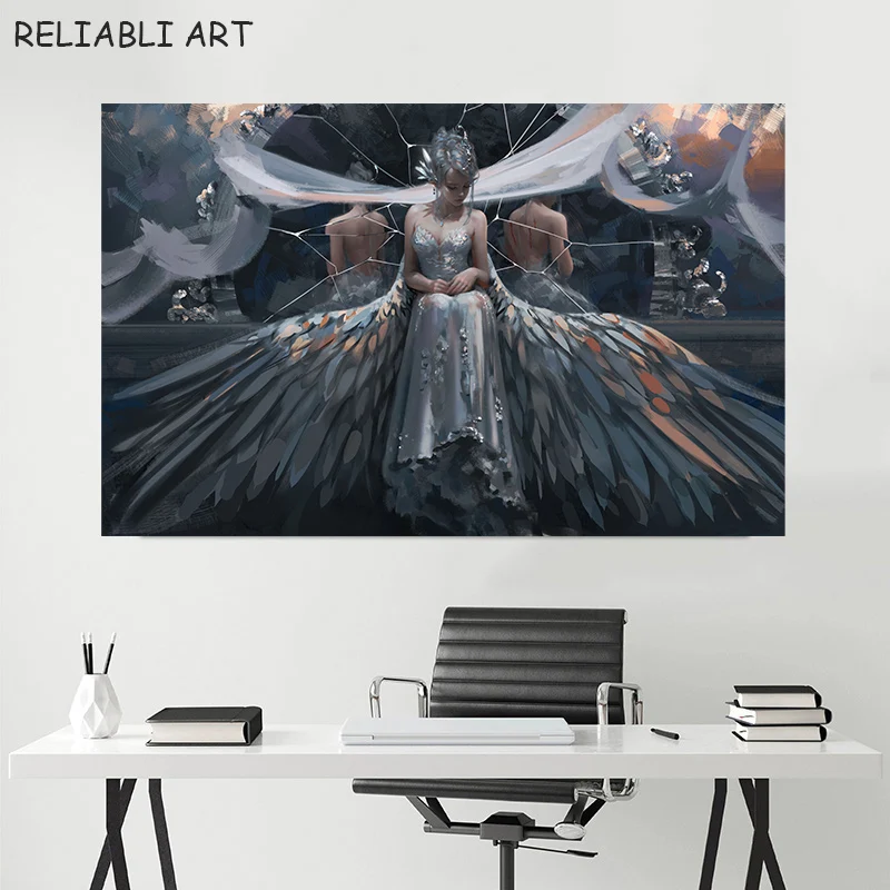 

Modern Abstract Angel with Broken Wings Wall Art Canvas Painting Print and Poster For Living Room Home Decoration No Frame