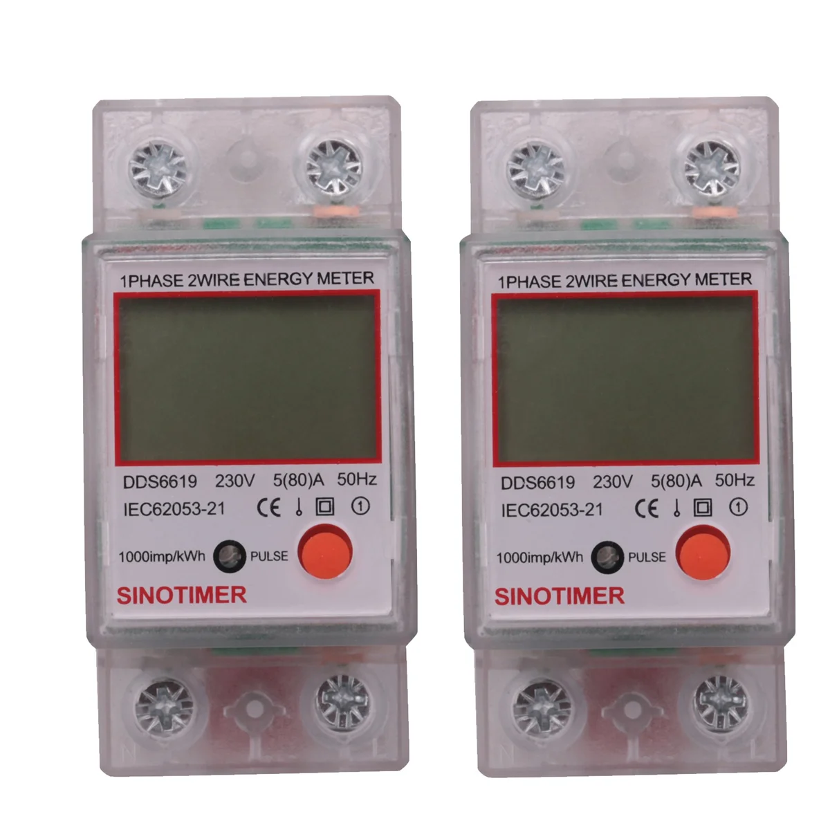 

2X DDS6619-012 AC 220V 80A LCD Digital Backlight Single Phase Energy Meter KWh Power Consumption Meter Wattmeter(B)